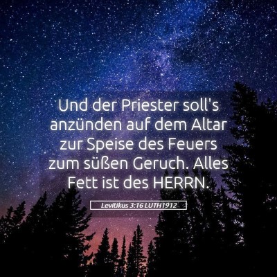 Picture 05 - Levitikus 3:16 LUTH1912 - Und der Priester soll's anzünden auf dem Altar - Bible Verse Picture