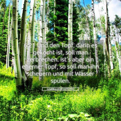 Picture 05 - Levitikus 6:28 LUTH1912 - 6:21 Und den Topf, darin es gekocht ist, soll man - Bible Verse Picture