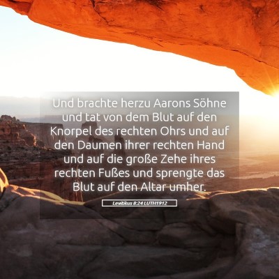 Picture 05 - Levitikus 8:24 LUTH1912 - Und brachte herzu Aarons Söhne und tat von dem - Bible Verse Picture