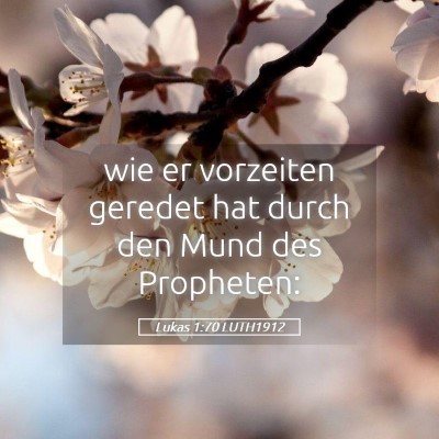 Picture 05 - Lukas 1:70 LUTH1912 - wie er vorzeiten geredet hat durch den Mund des - Bible Verse Picture