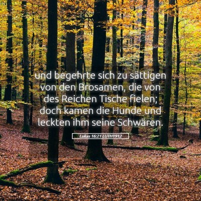 Picture 05 - Lukas 16:21 LUTH1912 - und begehrte sich zu sättigen von den Brosamen, - Bible Verse Picture