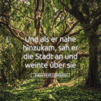 Picture 05 - Lukas 19:41 LUTH1912 - Und als er nahe hinzukam, sah er die Stadt an und - Bible Verse Picture