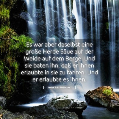 Picture 05 - Lukas 8:32 LUTH1912 - Es war aber daselbst eine große Herde Säue auf - Bible Verse Picture