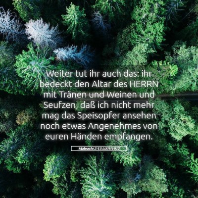 Picture 05 - Maleachi 2:13 LUTH1912 - Weiter tut ihr auch das: ihr bedeckt den Altar - Bible Verse Picture