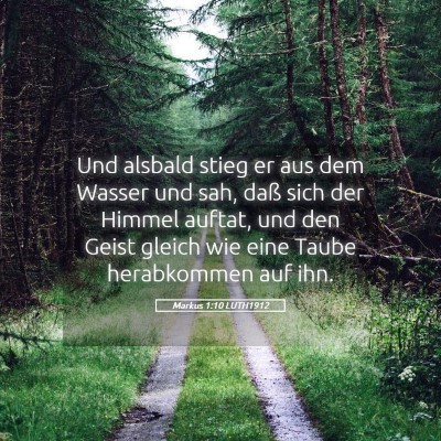 Picture 05 - Markus 1:10 LUTH1912 - Und alsbald stieg er aus dem Wasser und sah, daß - Bible Verse Picture