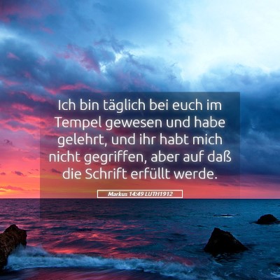 Picture 05 - Markus 14:49 LUTH1912 - Ich bin täglich bei euch im Tempel gewesen und - Bible Verse Picture