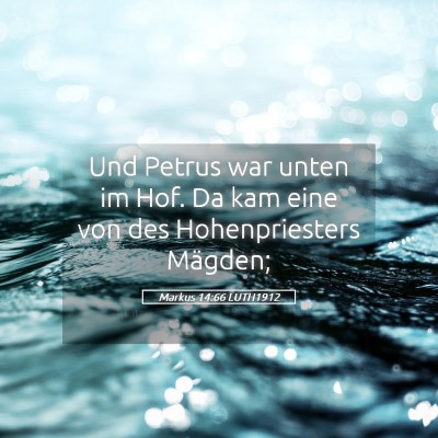 Picture 05 - Markus 14:66 LUTH1912 - Und Petrus war unten im Hof. Da kam eine von des - Bible Verse Picture