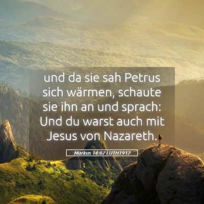 Picture 05 - Markus 14:67 LUTH1912 - und da sie sah Petrus sich wärmen, schaute sie - Bible Verse Picture