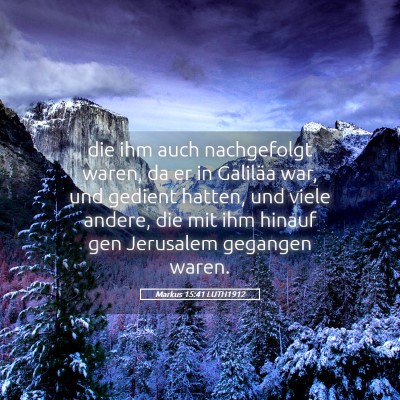 Picture 05 - Markus 15:41 LUTH1912 - die ihm auch nachgefolgt waren, da er in Galiläa - Bible Verse Picture