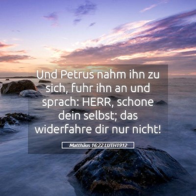 Picture 05 - Matthäus 16:22 LUTH1912 - Und Petrus nahm ihn zu sich, fuhr ihn an und - Bible Verse Picture