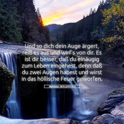 Picture 05 - Matthäus 18:9 LUTH1912 - Und so dich dein Auge ärgert, reiß es aus und - Bible Verse Picture