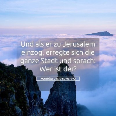 Picture 05 - Matthäus 21:10 LUTH1912 - Und als er zu Jerusalem einzog, erregte sich die - Bible Verse Picture