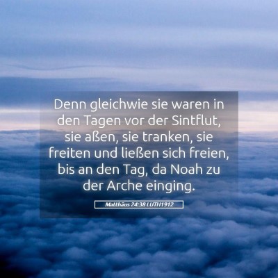 Picture 05 - Matthäus 24:38 LUTH1912 - Denn gleichwie sie waren in den Tagen vor der - Bible Verse Picture