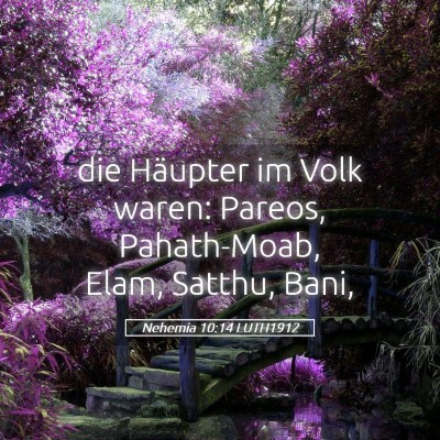 Picture 05 - Nehemia 10:14 LUTH1912 - die Häupter im Volk waren: Pareos, Pahath-Moab, - Bible Verse Picture