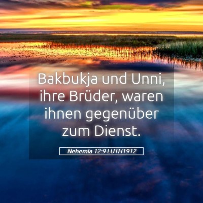 Picture 05 - Nehemia 12:9 LUTH1912 - Bakbukja und Unni, ihre Brüder, waren ihnen - Bible Verse Picture