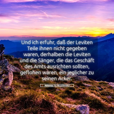 Picture 05 - Nehemia 13:10 LUTH1912 - Und ich erfuhr, daß der Leviten Teile ihnen - Bible Verse Picture