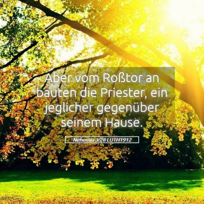 Picture 05 - Nehemia 3:28 LUTH1912 - Aber vom Roßtor an bauten die Priester, ein - Bible Verse Picture