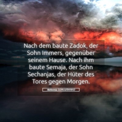 Picture 05 - Nehemia 3:29 LUTH1912 - Nach dem baute Zadok, der Sohn Immers, gegenüber - Bible Verse Picture