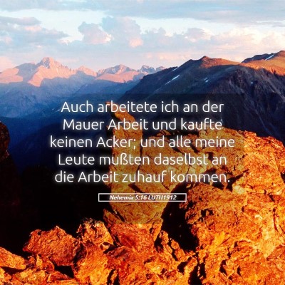 Picture 05 - Nehemia 5:16 LUTH1912 - Auch arbeitete ich an der Mauer Arbeit und kaufte - Bible Verse Picture