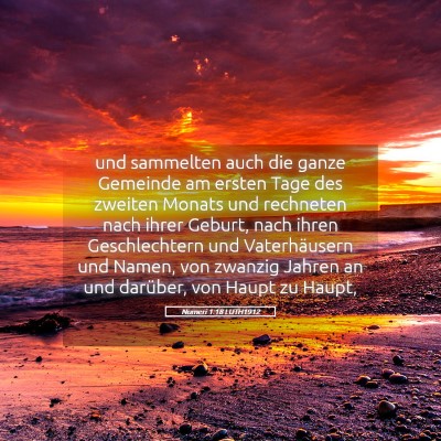 Picture 05 - Numeri 1:18 LUTH1912 - und sammelten auch die ganze Gemeinde am ersten - Bible Verse Picture