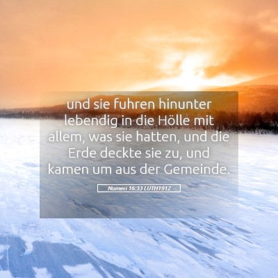 Picture 05 - Numeri 16:33 LUTH1912 - und sie fuhren hinunter lebendig in die Hölle - Bible Verse Picture