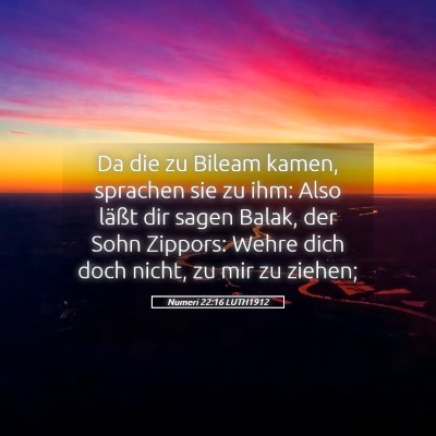 Picture 05 - Numeri 22:16 LUTH1912 - Da die zu Bileam kamen, sprachen sie zu ihm: Also - Bible Verse Picture
