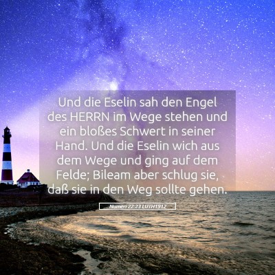 Picture 05 - Numeri 22:23 LUTH1912 - Und die Eselin sah den Engel des HERRN im Wege - Bible Verse Picture