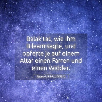 Picture 05 - Numeri 23:30 LUTH1912 - Balak tat, wie ihm Bileam sagte, und opferte je - Bible Verse Picture