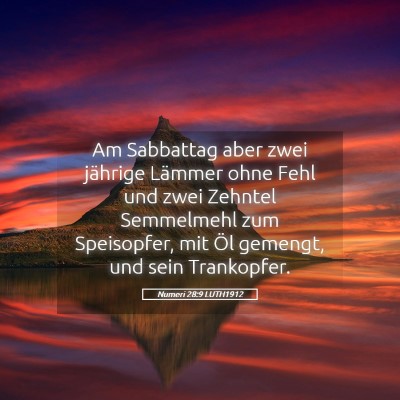 Picture 05 - Numeri 28:9 LUTH1912 - Am Sabbattag aber zwei jährige Lämmer ohne Fehl - Bible Verse Picture