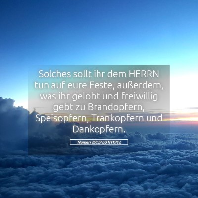 Picture 05 - Numeri 29:39 LUTH1912 - Solches sollt ihr dem HERRN tun auf eure Feste, - Bible Verse Picture