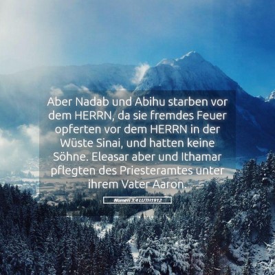 Picture 05 - Numeri 3:4 LUTH1912 - Aber Nadab und Abihu starben vor dem HERRN, da - Bible Verse Picture
