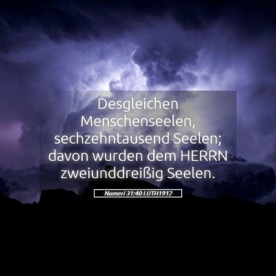 Picture 05 - Numeri 31:40 LUTH1912 - Desgleichen Menschenseelen, sechzehntausend - Bible Verse Picture