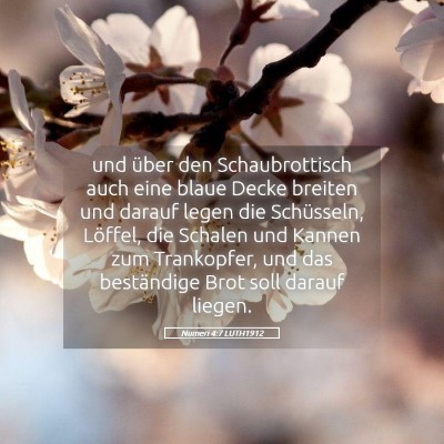 Picture 05 - Numeri 4:7 LUTH1912 - und über den Schaubrottisch auch eine blaue - Bible Verse Picture