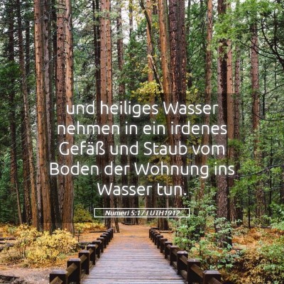 Picture 05 - Numeri 5:17 LUTH1912 - und heiliges Wasser nehmen in ein irdenes Gefäß - Bible Verse Picture
