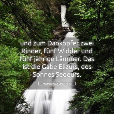Picture 05 - Numeri 7:35 LUTH1912 - und zum Dankopfer zwei Rinder, fünf Widder und - Bible Verse Picture