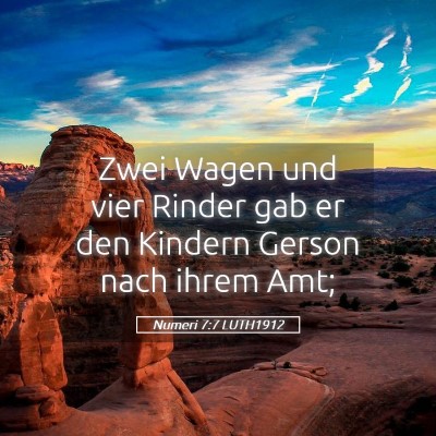 Picture 05 - Numeri 7:7 LUTH1912 - Zwei Wagen und vier Rinder gab er den Kindern - Bible Verse Picture