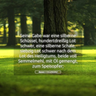 Picture 05 - Numeri 7:73 LUTH1912 - Seine Gabe war eine silberne Schüssel, - Bible Verse Picture