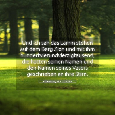 Picture 05 - Offenbarung 14:1 LUTH1912 - Und ich sah das Lamm stehen auf dem Berg Zion und - Bible Verse Picture