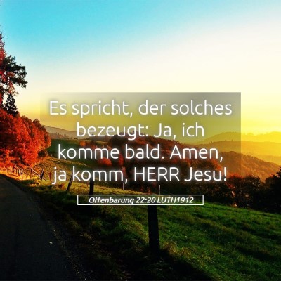 Picture 05 - Offenbarung 22:20 LUTH1912 - Es spricht, der solches bezeugt: Ja, ich komme - Bible Verse Picture