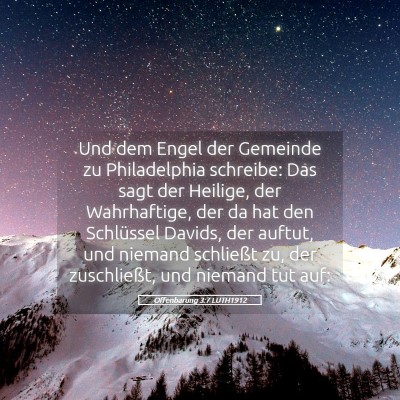 Picture 05 - Offenbarung 3:7 LUTH1912 - Und dem Engel der Gemeinde zu Philadelphia - Bible Verse Picture