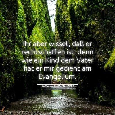 Picture 05 - Philipper 2:22 LUTH1912 - Ihr aber wisset, daß er rechtschaffen ist; denn - Bible Verse Picture