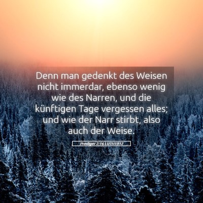 Picture 05 - Prediger 2:16 LUTH1912 - Denn man gedenkt des Weisen nicht immerdar, - Bible Verse Picture