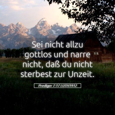 Picture 05 - Prediger 7:17 LUTH1912 - Sei nicht allzu gottlos und narre nicht, daß du - Bible Verse Picture