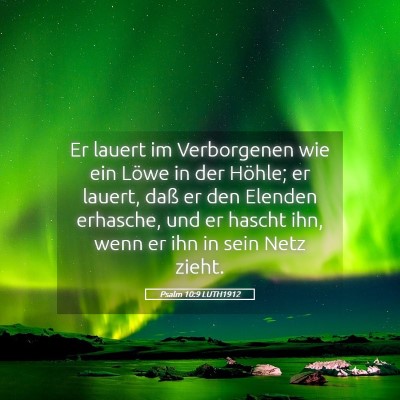 Picture 05 - Psalm 10:9 LUTH1912 - Er lauert im Verborgenen wie ein Löwe in der - Bible Verse Picture