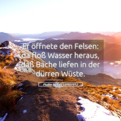 Picture 05 - Psalm 105:41 LUTH1912 - Er öffnete den Felsen: da floß Wasser heraus, - Bible Verse Picture