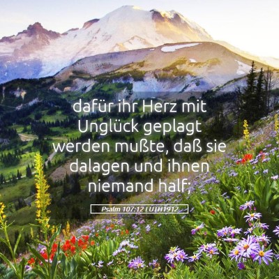 Picture 05 - Psalm 107:12 LUTH1912 - dafür ihr Herz mit Unglück geplagt werden - Bible Verse Picture