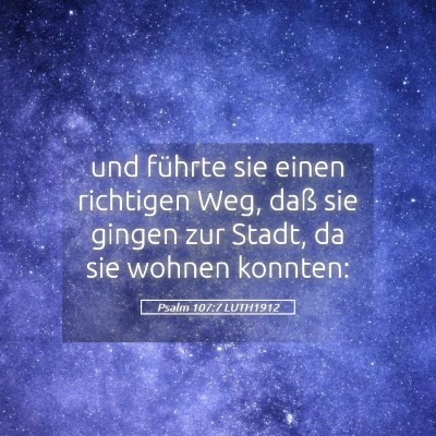 Picture 05 - Psalm 107:7 LUTH1912 - und führte sie einen richtigen Weg, daß sie - Bible Verse Picture