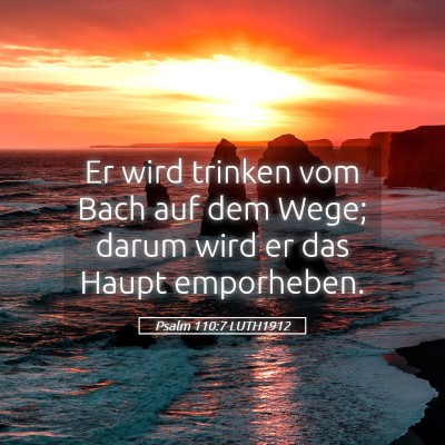 Picture 05 - Psalm 110:7 LUTH1912 - Er wird trinken vom Bach auf dem Wege; darum wird - Bible Verse Picture