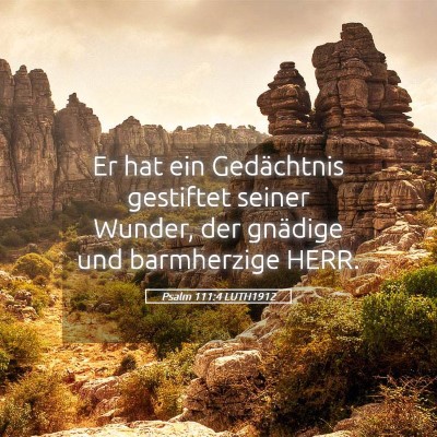 Picture 05 - Psalm 111:4 LUTH1912 - Er hat ein Gedächtnis gestiftet seiner Wunder, - Bible Verse Picture