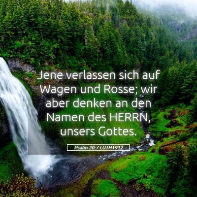 Picture 05 - Psalm 20:7 LUTH1912 - Jene verlassen sich auf Wagen und Rosse; wir aber - Bible Verse Picture